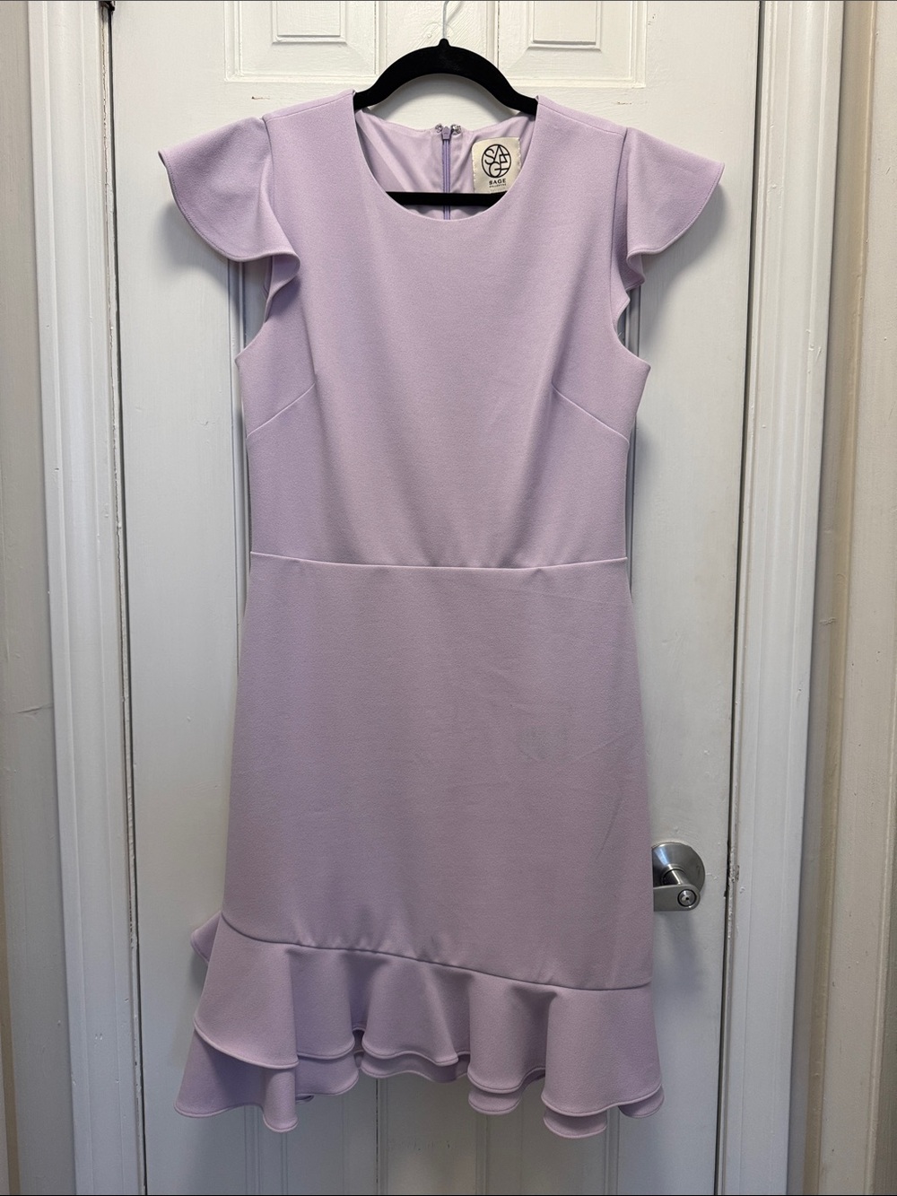 Lilac Ruffle-Hem Formal Dress with Flutter Sleeves